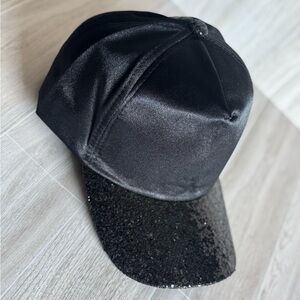 Black Satin and Glitter Cap